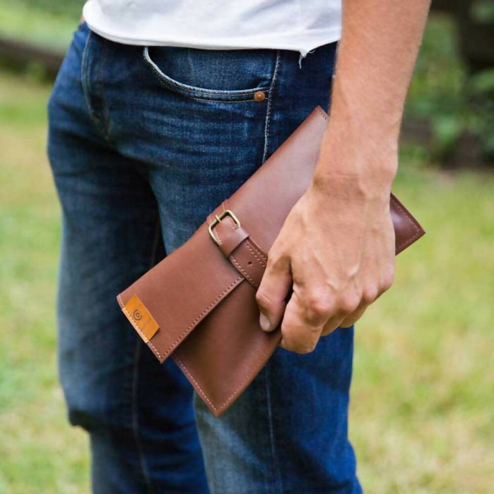 Pochette en Cuir Camel