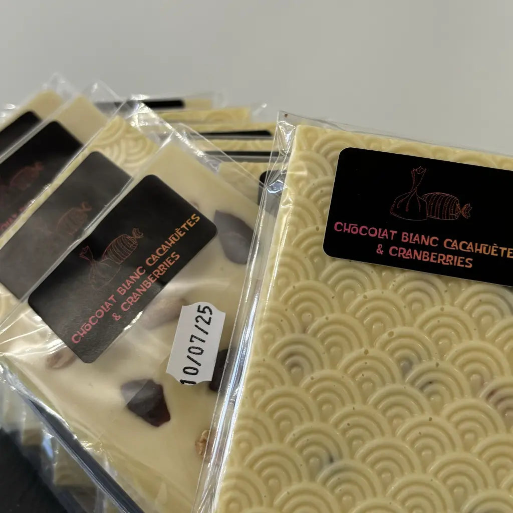 Tablette Chocolat Blanc Cacahuètes & Cranberries