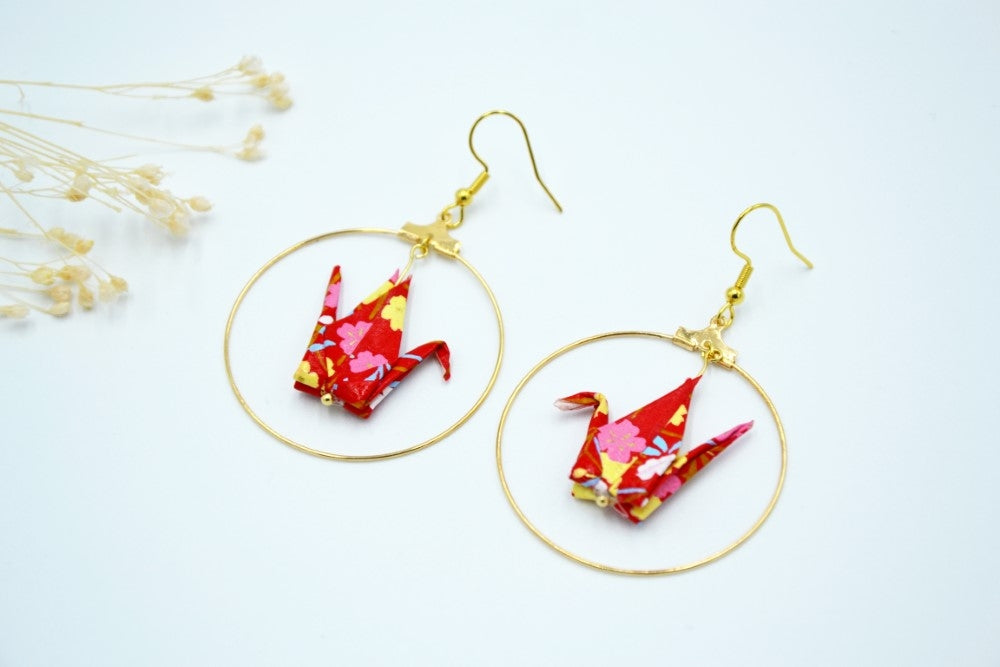 Boucles d'oreilles Origami Créole dorée