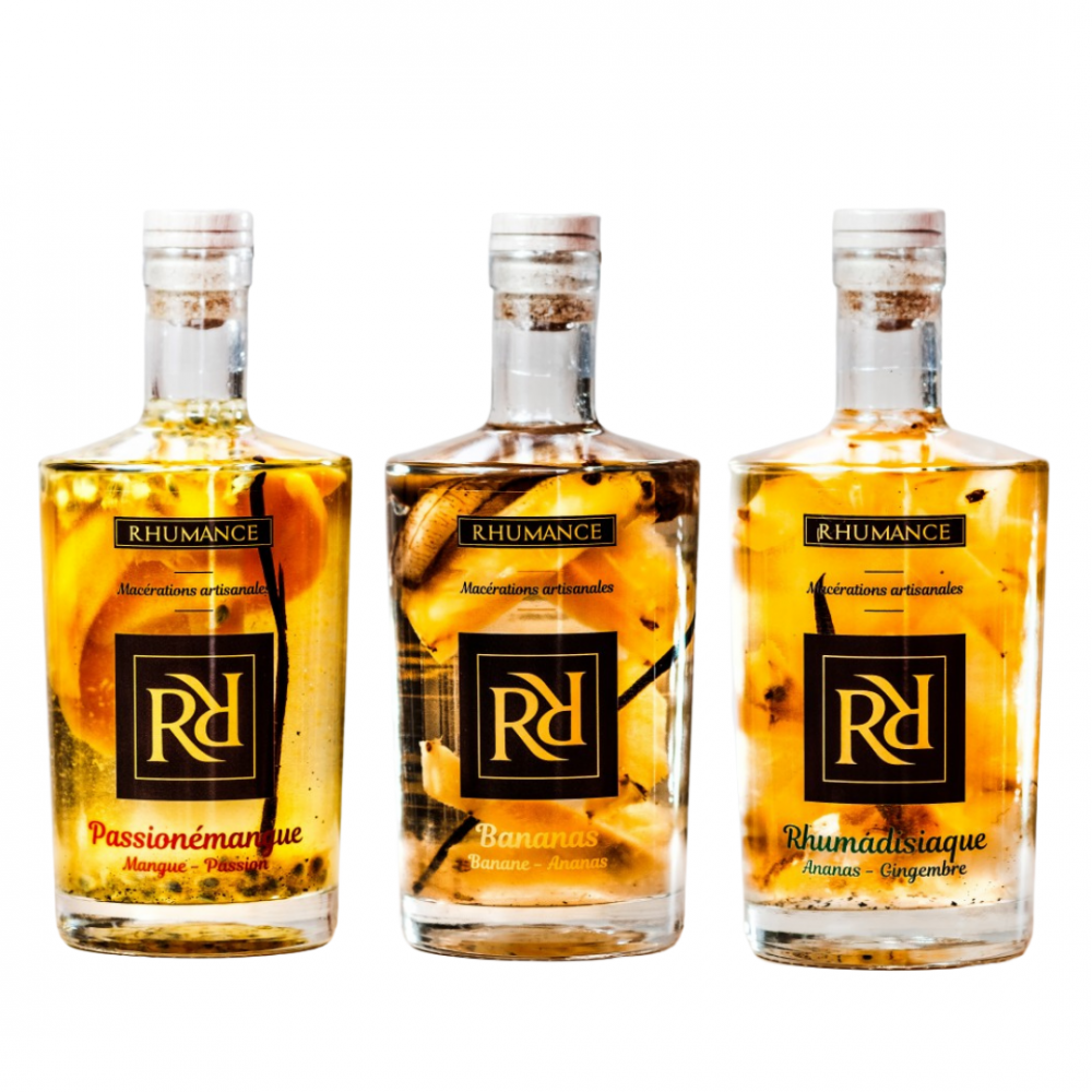 3 Rhums Arrangés: Ananas-Gingembre | Ananas-Banane | Mangue-Passion