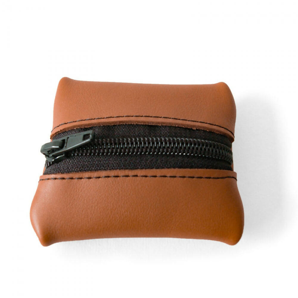 Petit Porte-monnaie Vintage En Cuir Marron - Années 70 - Femme