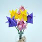 Bouquet de fleurs Origami Violet Jaune Rose "Alice"