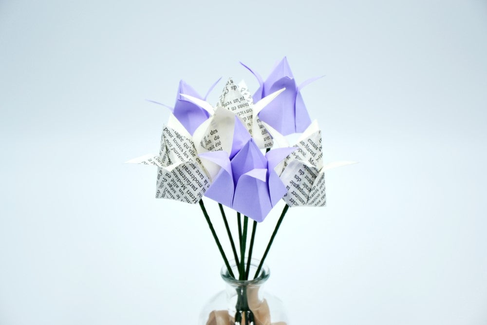 Bouquet de fleurs Origami Mauve "Ludivine"