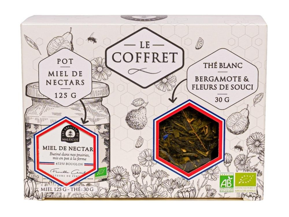 Coffret Thé Blanc Bergamote - Fleurs de souci (VRAC) & Miel de Nectars
