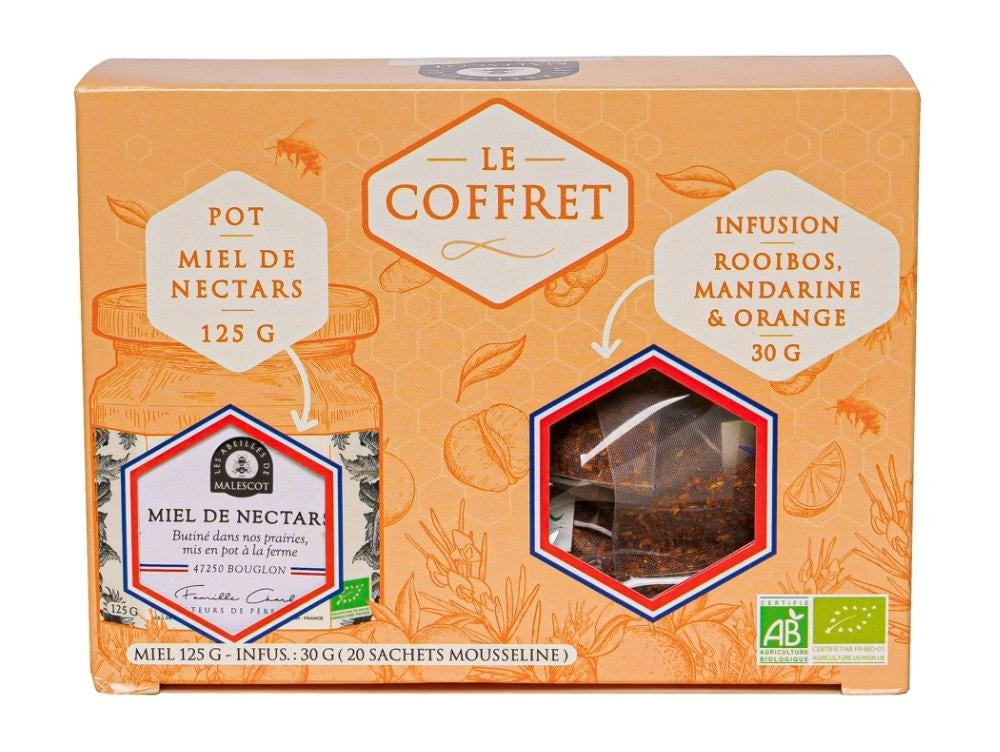 Coffret Infusion Rooibos-Mandarine-Orange (Sachets) & Miel de Nectars