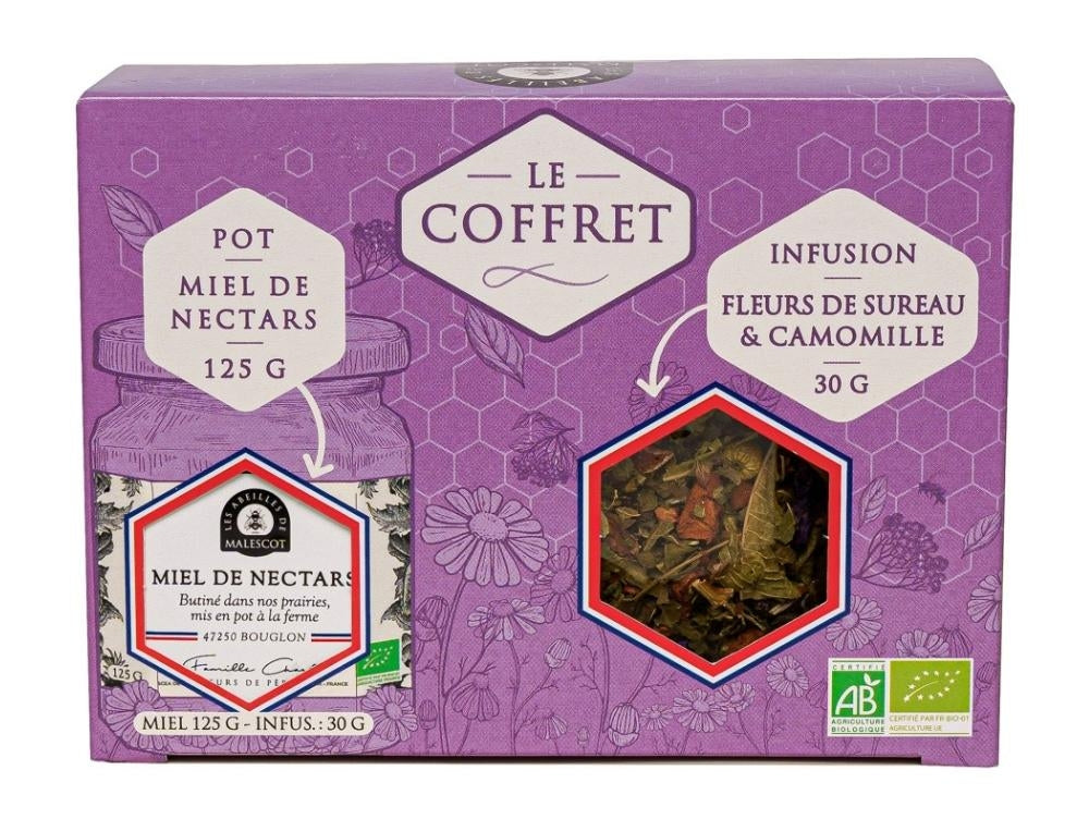 Coffret Infusion Fleurs de Sureau - Camomille (VRAC) & Miel de Nectars