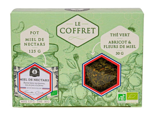 Coffret Thé Vert Abricot-Fleurs de miel (VRAC) & Miel de Nectars